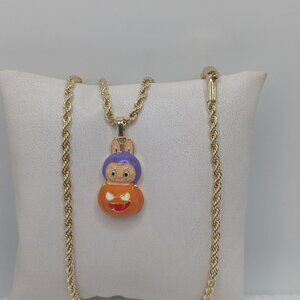 Goldplated Labubu Pumpkin necklace